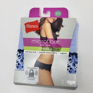 NWT Hanes Cheeky Women’s Microfiber Panties - W/Lace - 2 Pair - Size S/5‎